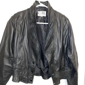 Vintage G-III Punk 80s Black Leather Cropped Jacket Feminine